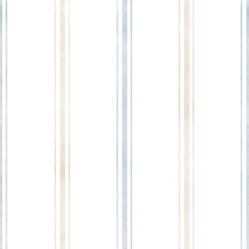 Striped seamless watercolor pattern isolated on background. Minimal repeat for fabric, wallpaper, stationery, nursery textiles and wrapping paper. Cute backdrop in pastel beige and blue colors.