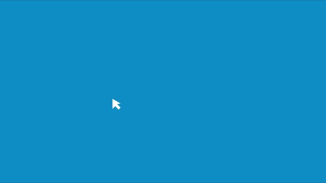 Computer mouse cursor moving across a solid blue animation 4k background, for user interface, and digital navigation concepts