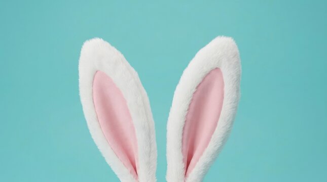 White bunny ears on light blue background.