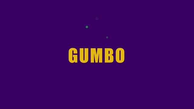 Gumbo text animation on purple 4k background, minimalist motion purple, background typography