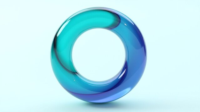 Vivid Blue Green Glossy Abstract Torus Ring