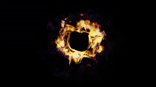 Fiery vortex with gray smoke - VFX element - 60 fps, 4K Pro Res with mask pass
