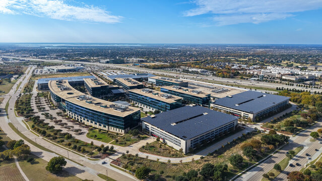 Toyota North America headquarters aerial view in Plano, Texas