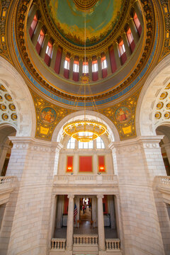 Rotunda of Rhode Island State House. This building was built in 1904 with Neoclassical style in downtown Providence, Rhode Island RI, USA. 