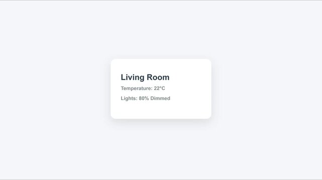 Smart home living room interface displaying temperature and lighting settings for home automation and io t control systems animation 4k