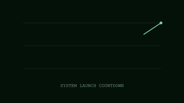 System launch countdown minimalist interface with animated progress line and tech typography animation 4k