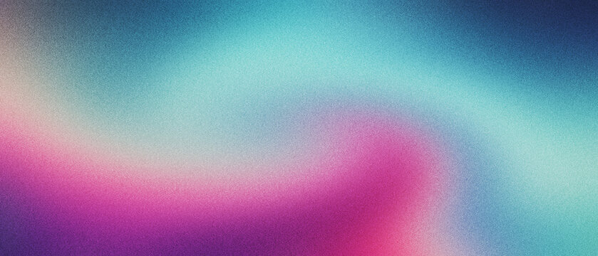 Vibrant grainy gradient background with soft pink and blue waves. Abstract blurry texture with colorful mesh transitions. Modern aesthetic backdrop for digital marketing and creative designs.
