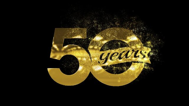 Golden 50th birthday banner with gold particles and transparent background