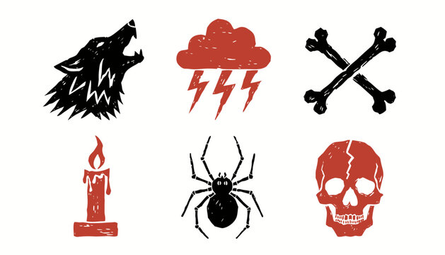 Gothic horror element icons set vector illustration