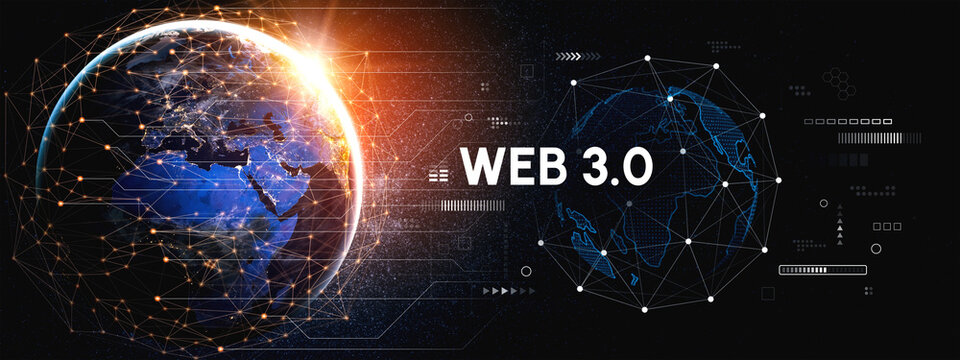 Vibrant Representation of Web 3.0 Concept with Earth and Digital Elements Showcasing Innovations in Technology and Connectivity. Entropy.