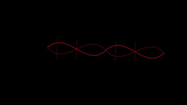 Abstract red neon sine wave oscillating motion on animation 4k black background
