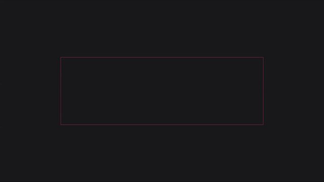 Minimalist red rectangular frame overlay on dark animation 4k background, for creative projects border