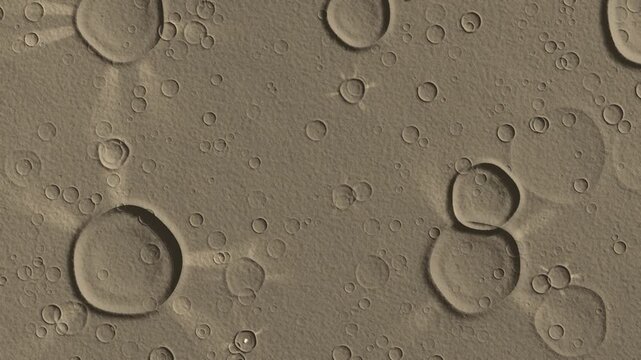 Overhead Impact Crater Field With Radial Ejecta Rays On Regolith Seamless Loop in soft ochre tones