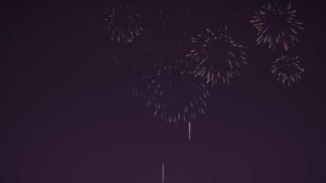Colorful Fireworks Bursting Over Night Sky Seamless Loop in deep ruby tones