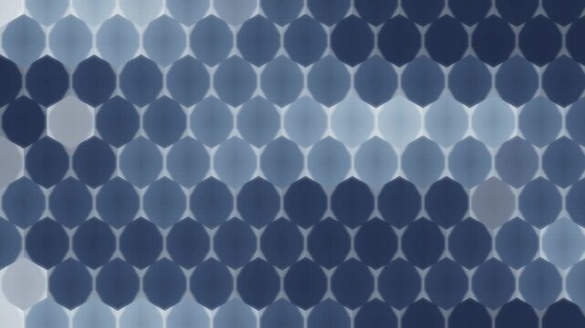 Glowing hexagonal tech grid pulsing honeycomb energy cells seamless loop in calm silver tones