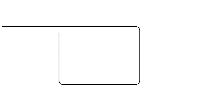 Animated speech bubble in a rectangular frame icon sign continuous one line drawing moving on white background minimalist social media and conversation contact symbol animation video