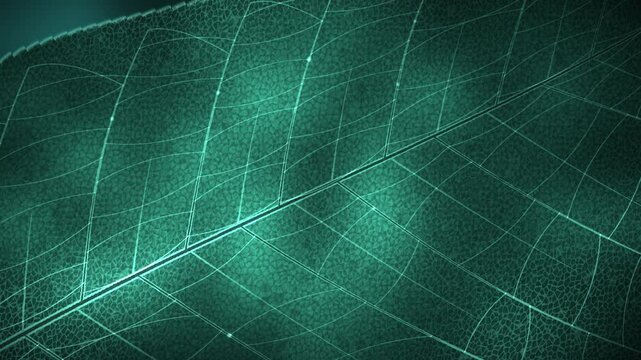 Backlit Green Leaf Vein Macro Botanical Nature Background Seamless Loop in deep jade tones