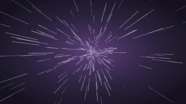 Warp speed hyperspace starfield flight seamless loop in calm violet tones