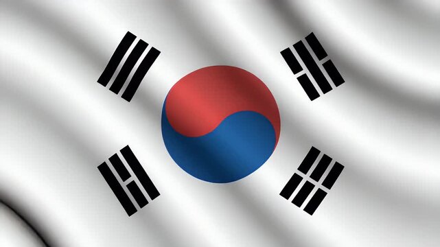 South Korea flag gently waving in the breeze, a symbol of national pride and unity for a modern, prosperous nation