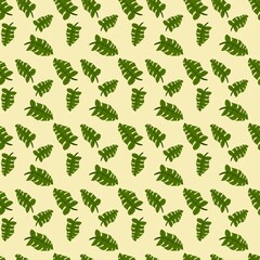 Fototapeta premium A green monstera palm leaf pattern on a warm cream background. Soft tropical botanical texture for rustic packaging and eco stationery.