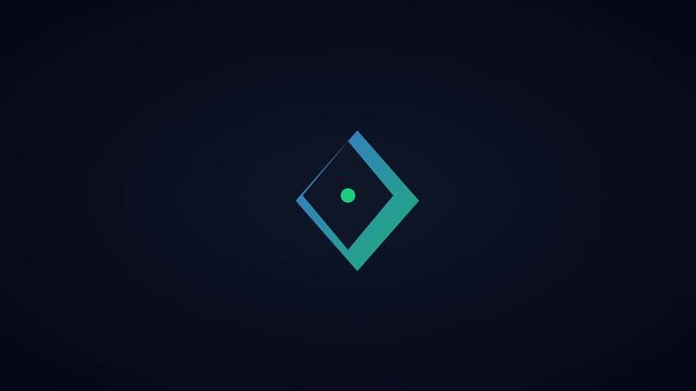 Minimalist abstract geometric animation with rotating diamond shape and pulse effect on dark 4k background