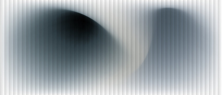 Monochrome black and silver fluid forms background with fine vertical line effect, abstract composition for luxury website header, editorial digital cover and backdrop.