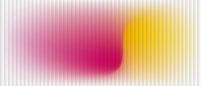 Pink and yellow rounded gradient forms background with fine vertical stripe effect, bright composition for creative abstract poster, colorful web banner and modern graphic design.