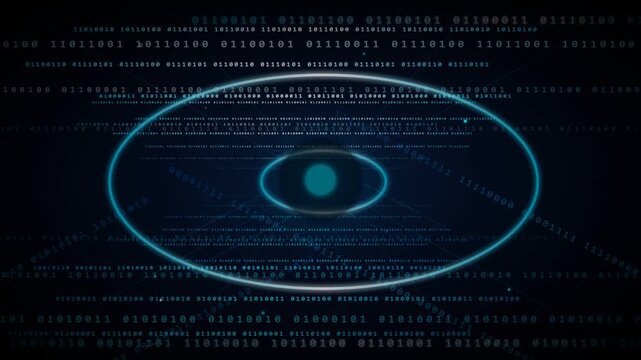 Futuristic Blue Binary Data Tunnel Loop with Flowing Cyan Code and Luminous Waves