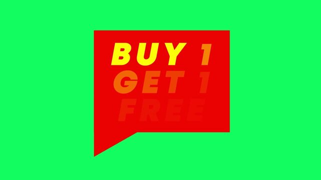 Buy 1 Get 1 Free Speech Bubble Badge Animation Green Screen