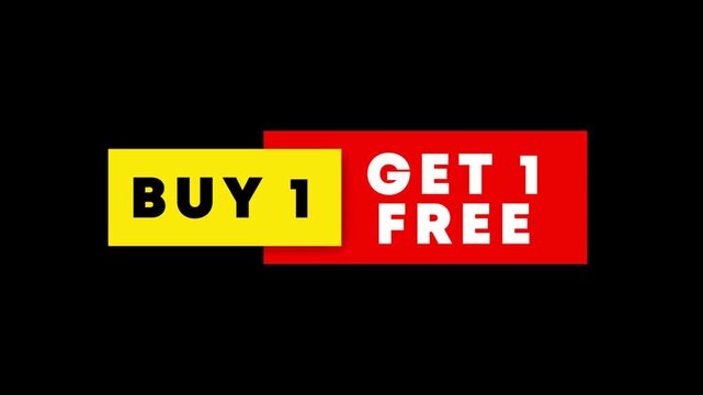 Buy 1 Get 1 Free Sale Badge Animation on Black Background