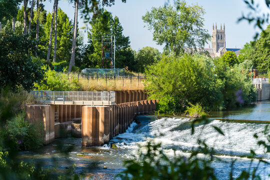 Diglis Fish Pass and Weir,along the River Severn at Worcester,England,United Kingdom.