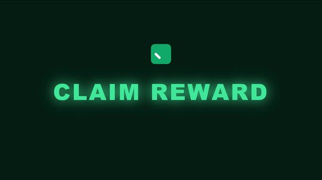 Claim reward button animation with glowing green ui for digital marketing and gaming interfaces 4k