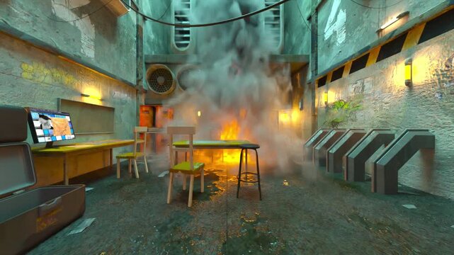 工場の物置場　3DCGレンダリング
