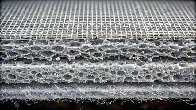 Layered Composite Filter Media Cross Section Macro Detail