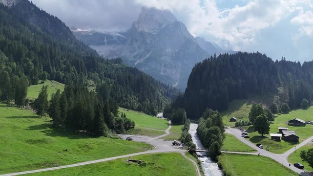 Rosenlaui Valley in the Bernese Oberland, Switzerland and Alpine Landscape