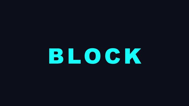 Minimalist block typography animation with geometric cube on dark 4k background, motion minimalist