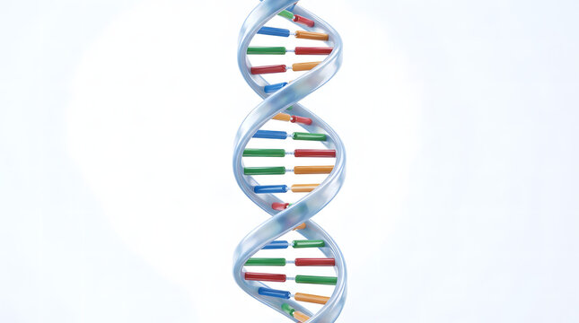 3d dna double helix structure with colorful bases
