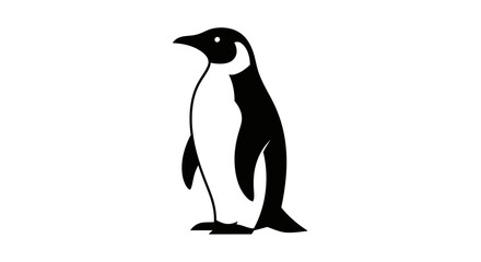 Fototapeta premium Stylized black and white illustration of a standing penguin. Simple vector graphic of an arctic flightless bird.