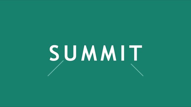 Summit animated text motion with minimalist line on teal animation 4k background