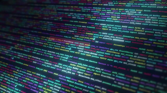 Scrolling Multi Color Syntax Code Motion Background Loop for Software Developers and SaaS