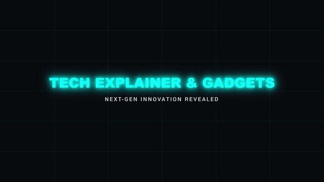 Tech explainer gadgets: next-gen innovation revealed modern digital title screen for technology presentations and product reviews animation 4k