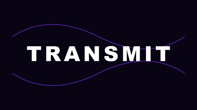 Transmit text animation with purple wave motion for technology and communication concepts 4k motion purple