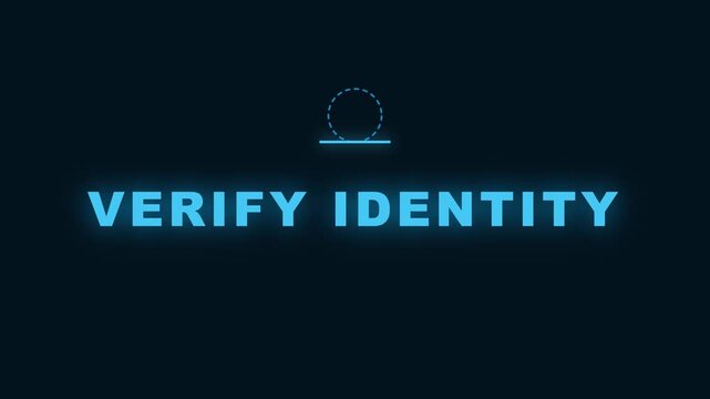 Verify identity neon text for cybersecurity and digital authentication systems animation 4k