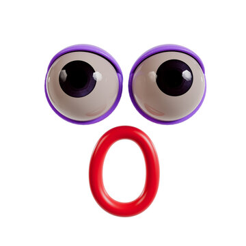 shocked 3d face on transparent background