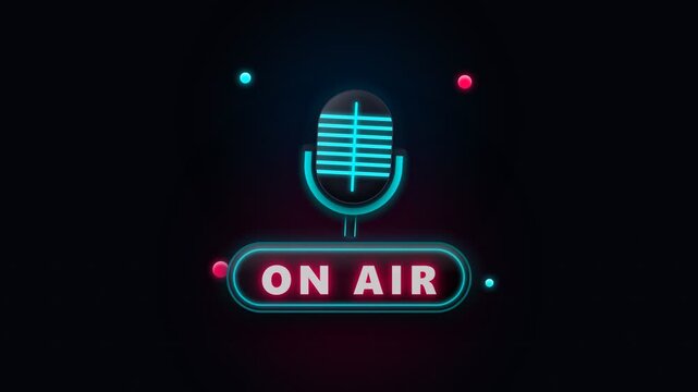 Neon On Air Microphone Animation for Radio and Podcast Broadcasting