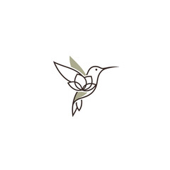 Naklejka premium Elegant Hummingbird and Flower Logo Design