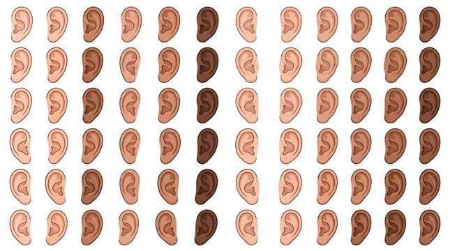 Human Ear Anatomy Pattern with Diverse Skin Tones