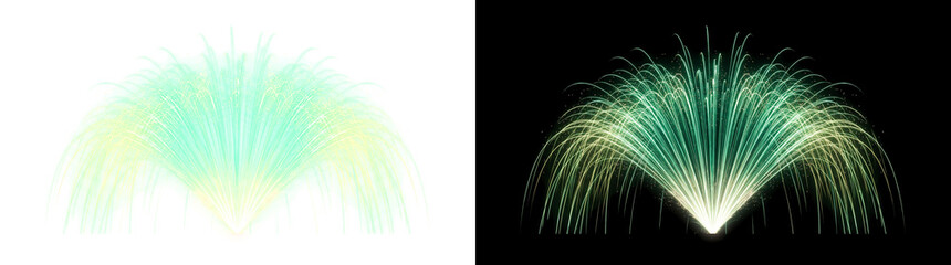 Fototapeta premium Radial fan spark fountain with weeping long exposure trails light effect overlay isolated on transparent background