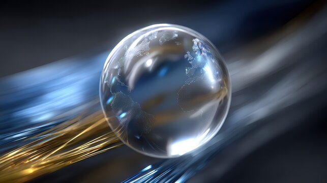 Glass globe earth digital network fiber optics connectivity