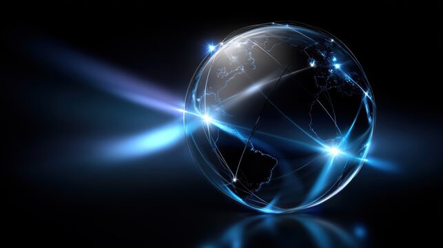Global network connectivity and digital communication globe concept